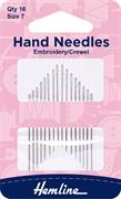 Hemline - Hand Needle - Embroidery/Crewel 16pk - size 7