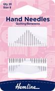 HEMLINE HANGSELL - Hand Needle - Betweens/Quilting 20 Pack - size 8