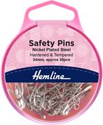 Hemline - Pins Safety Nickle 34mm 30pk - size 1