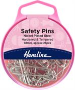 Hemline - Pins Safety Nickle 38mm 24pk- size 2