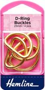 HEMLINE HANGSELL - Buckle D Rings 25mm 4Pcs - gold