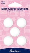 Hemline - Buttons Self Cover Nylon 22mm 5 sets - White