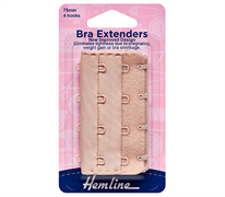Bra Back Expander Extender 75mm - 4 Hook - nude
