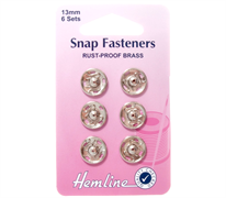 HEMLINE HANGSELL - Sew-On Snap Fastenerseners, 13mm (6 Sets) - nickel