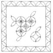 DARUMA - Sashiko Printed Cloth White - Buds & Border