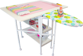 Emma Sewing and Cutting Table with Ironing Board - White (Flat Packed)