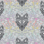 TULA PINK GRAYWORK - WOLF OF PINK STREET - FOG
