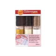 GUTERMANN Thread Set Hand Quilting Cotton 200m - 6 reels - Cream & Browns